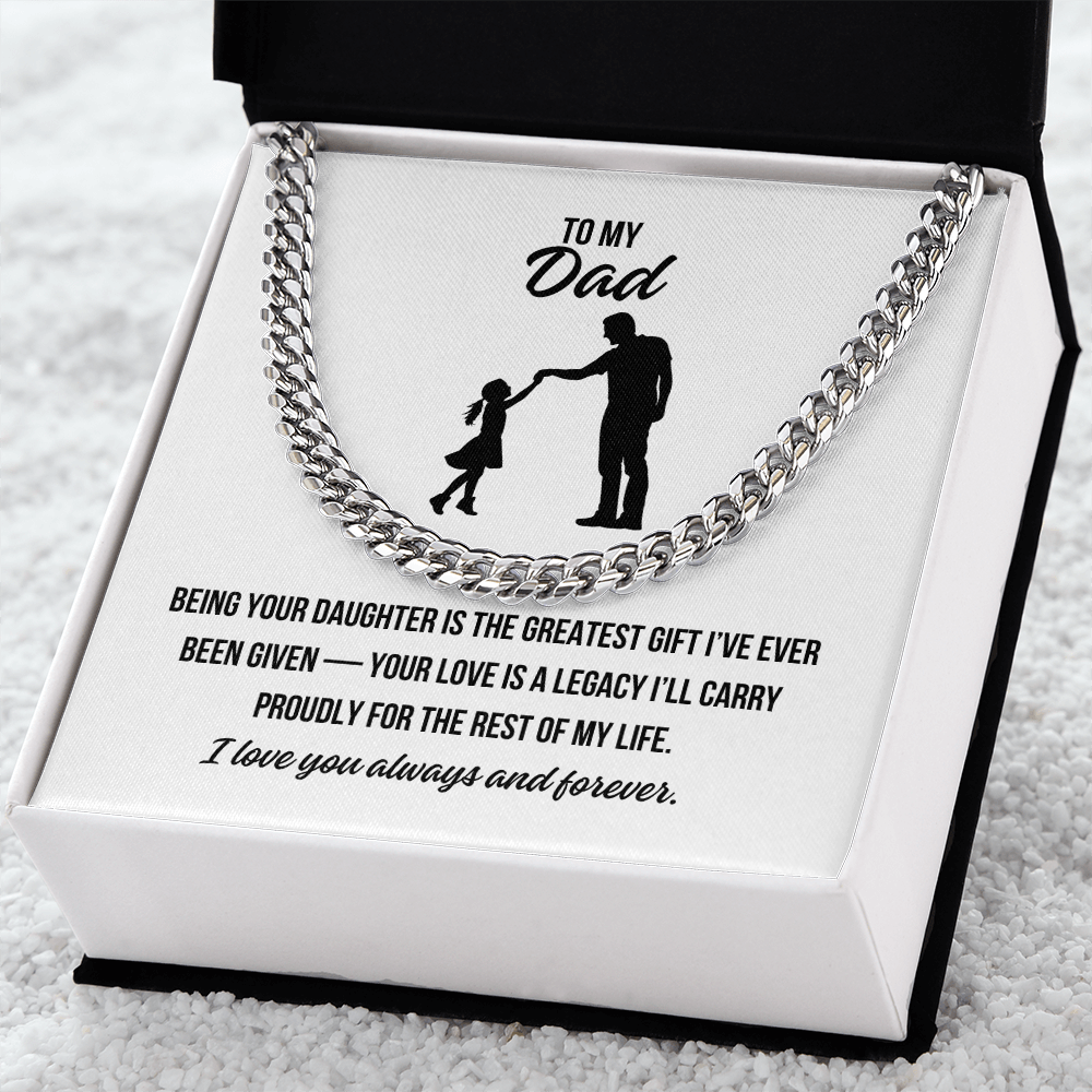 Cuban link chain for dad with heartfelt message from daughter

