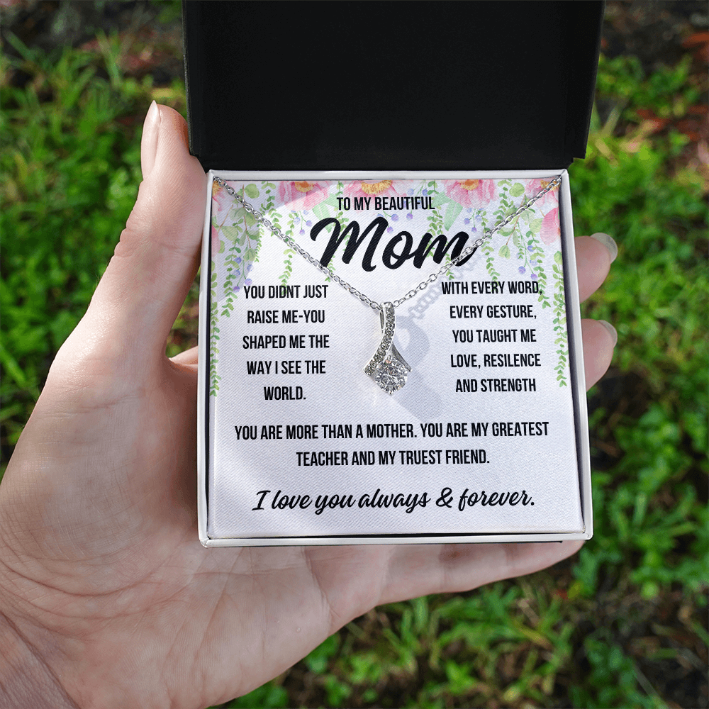 Elegant necklace with heartfelt message for mother

