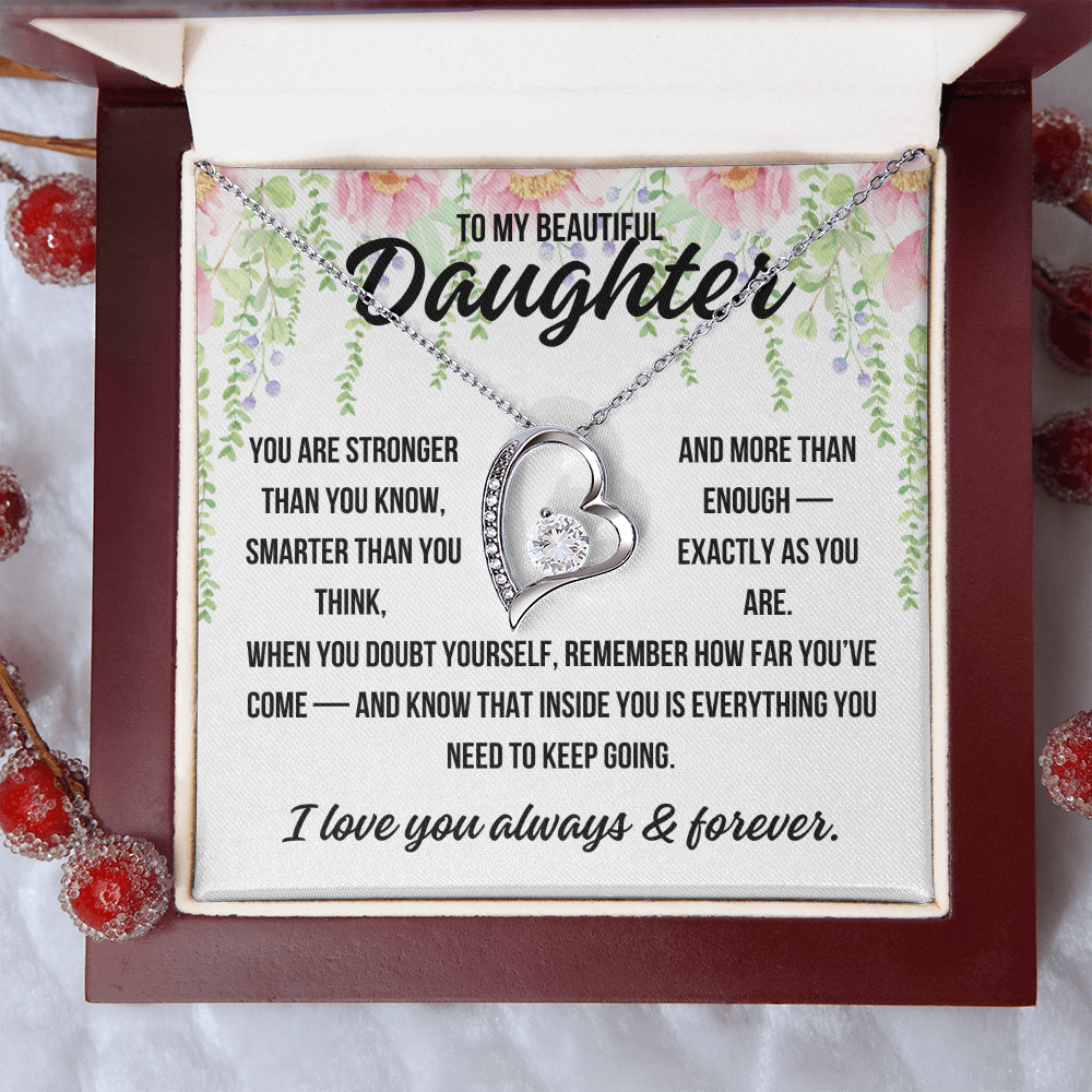 Elegant packaging of the Forever Love Necklace from Honey Bloom Family Gifts