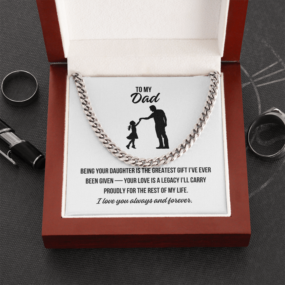 Father’s Day or birthday gift from daughter – Cuban chain with message

