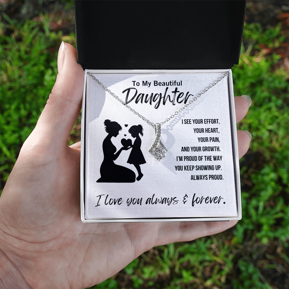 Heartfelt jewelry gift for daughter with message


