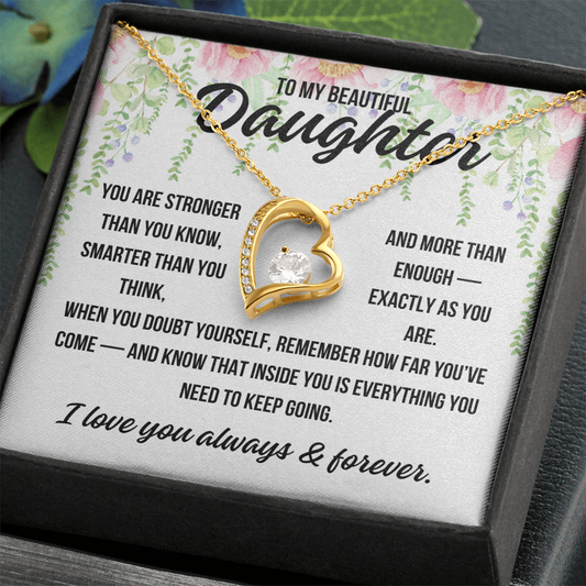 Inspirational message card included with the Forever Love Necklace gift set