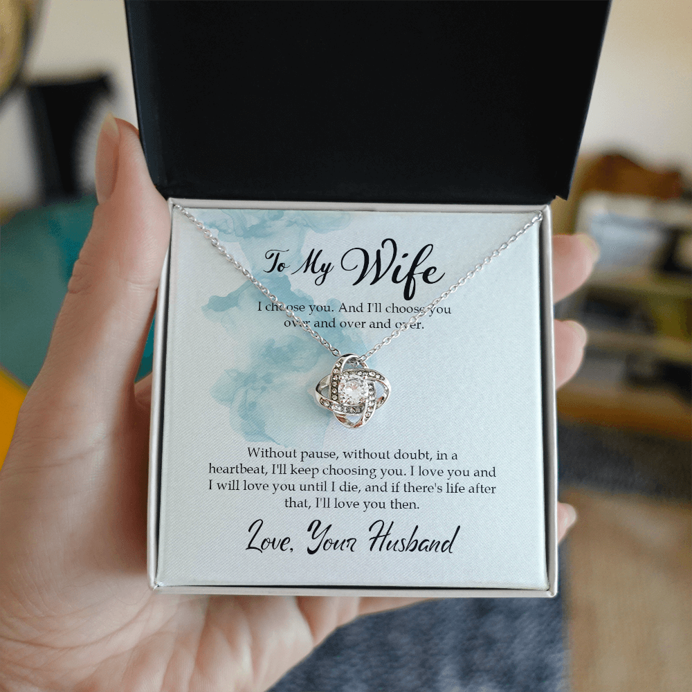 Love Knot Necklace for wife with cubic zirconia – eternal love gift from husband

