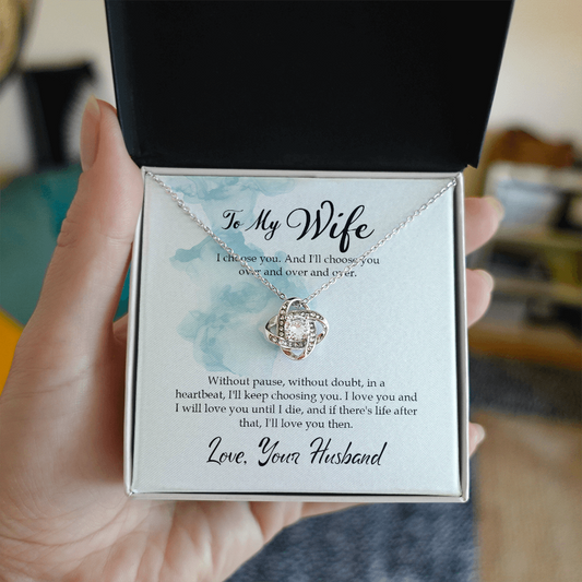 Love Knot Necklace for wife with cubic zirconia – eternal love gift from husband

