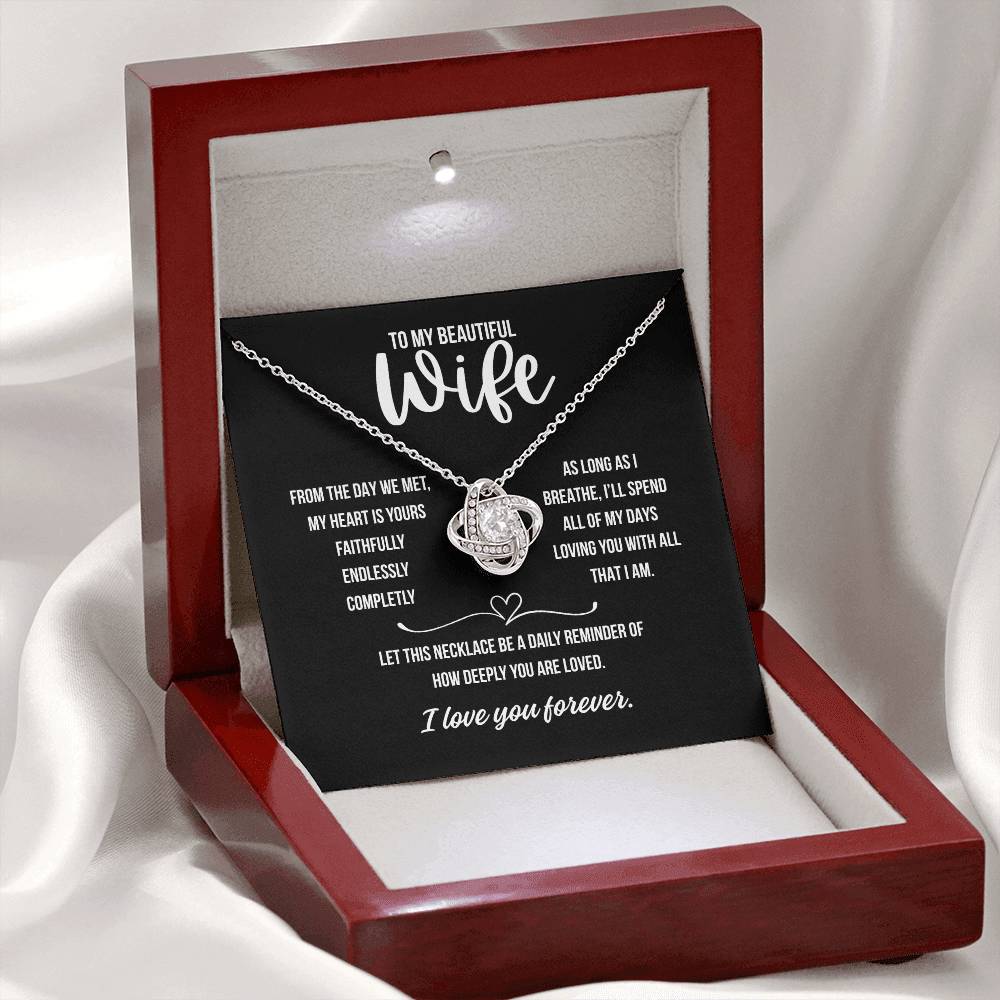 Love Knot Necklace in luxury box for wife from husband – Anniversary Gift