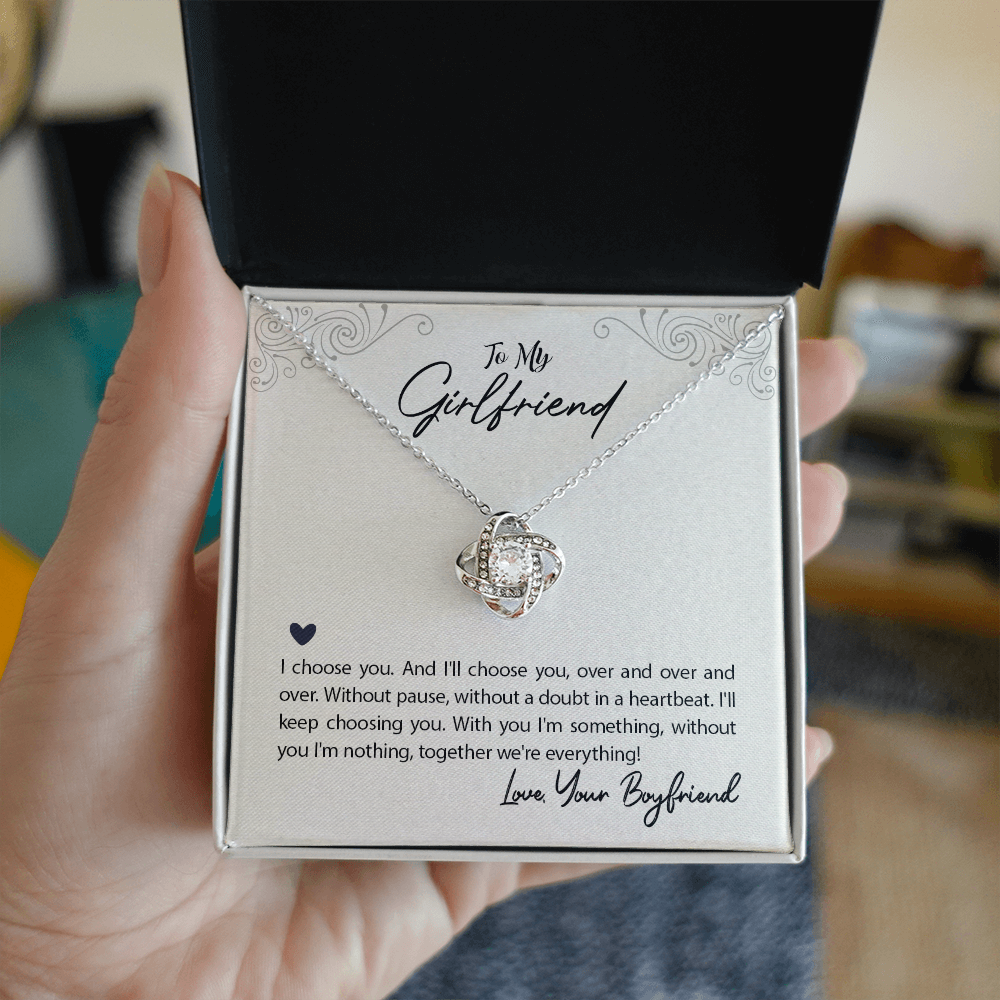 Love knot necklace for girlfriend – perfect anniversary or birthday gift

