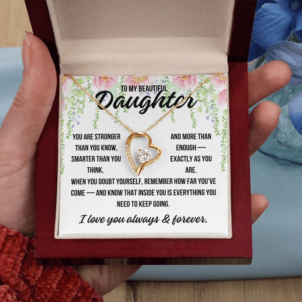 Luxury mahogany-style gift box with LED spotlight for Forever Love Necklace
