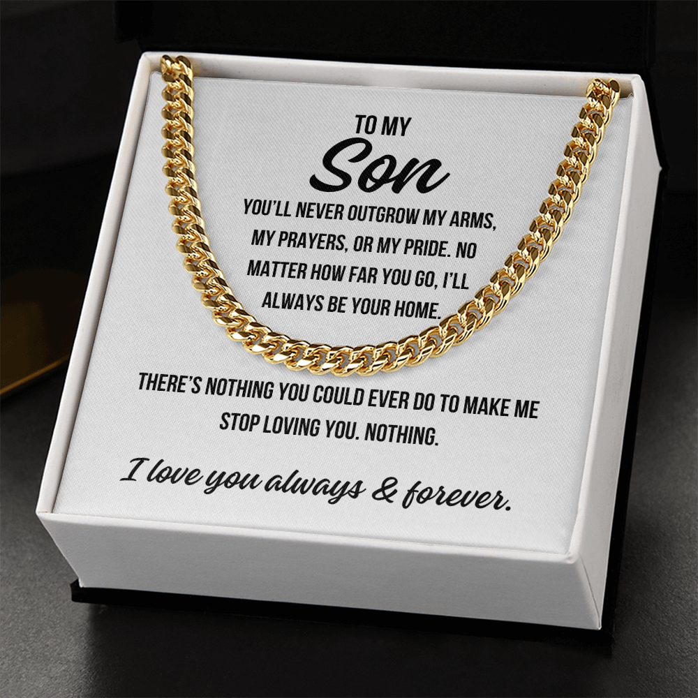 Meaningful men’s necklace gift for son – love and pride message

