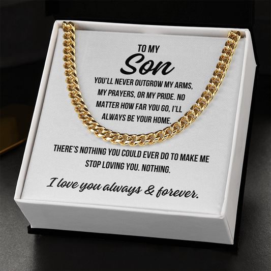 Meaningful men’s necklace gift for son – love and pride message

