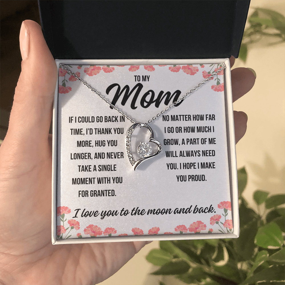 Meaningful mom necklace gift with message card