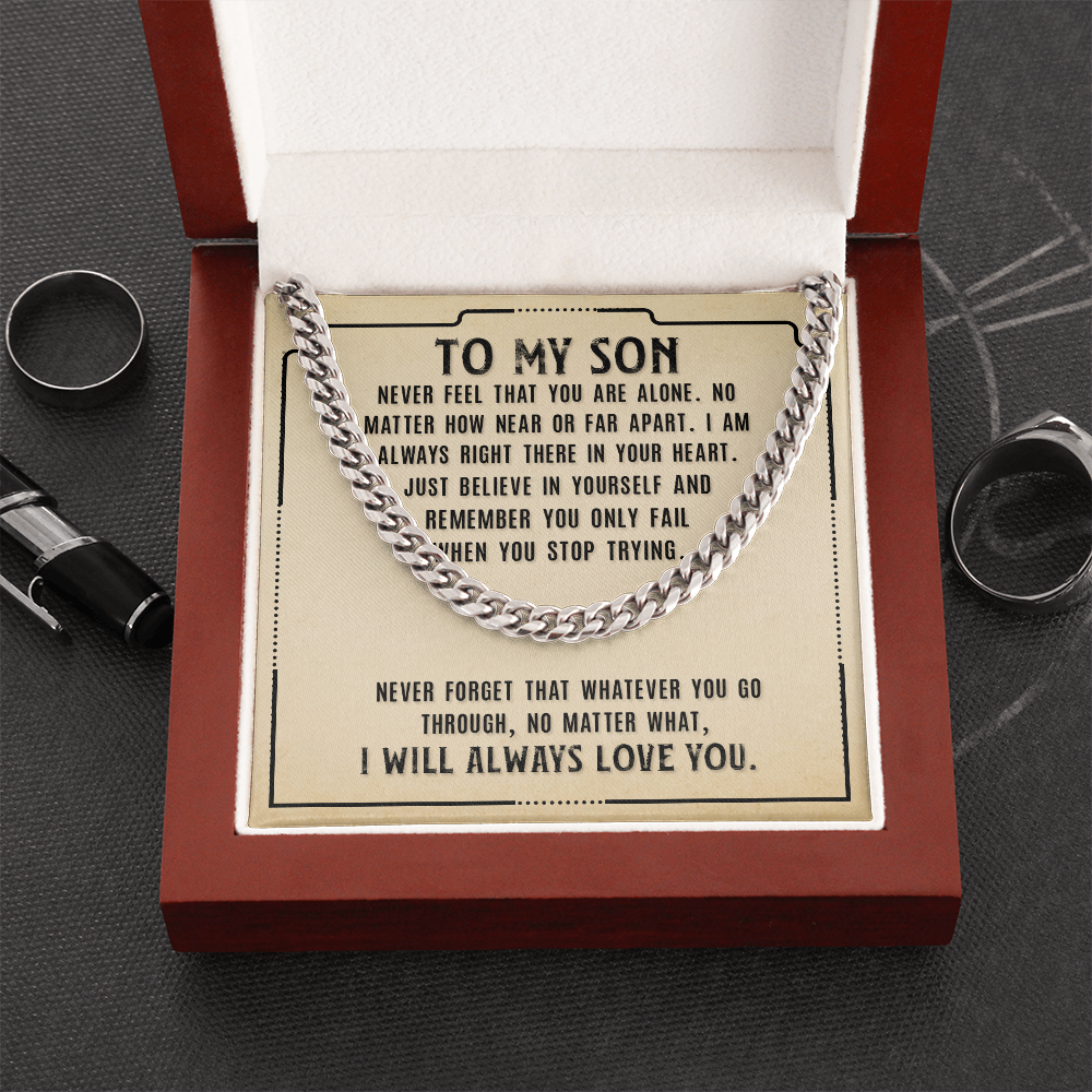 Motivational jewelry for son with heartfelt note

