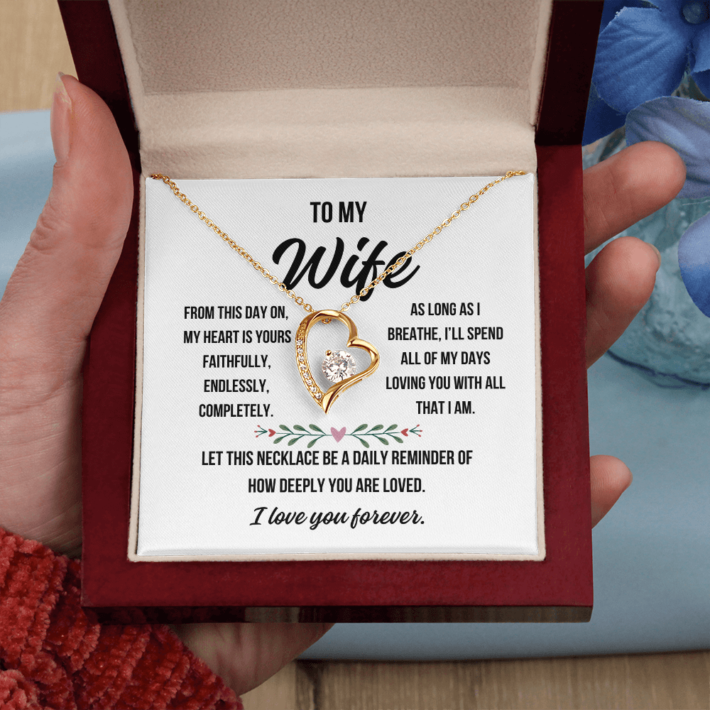 Romantic keepsake necklace for wife – message card included

