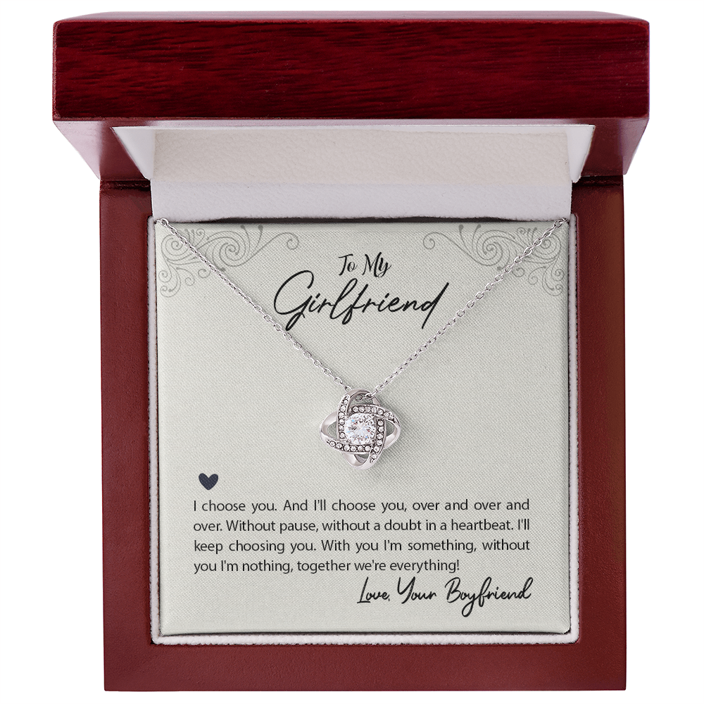 Sentimental keepsake necklace with romantic message card for her

