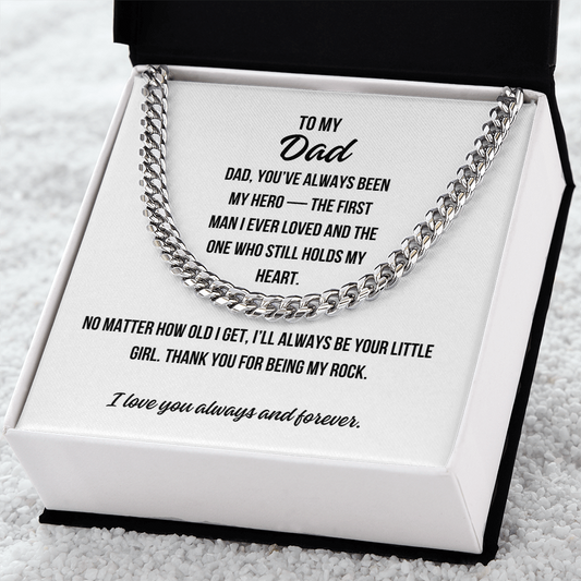 To My Dad Cuban Link Chain with heartfelt message card from daughter

