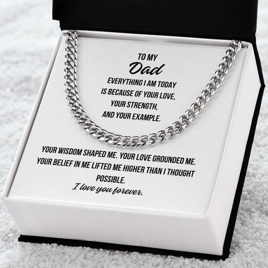To My Dad Cuban Link Chain with heartfelt message card from daughter or son