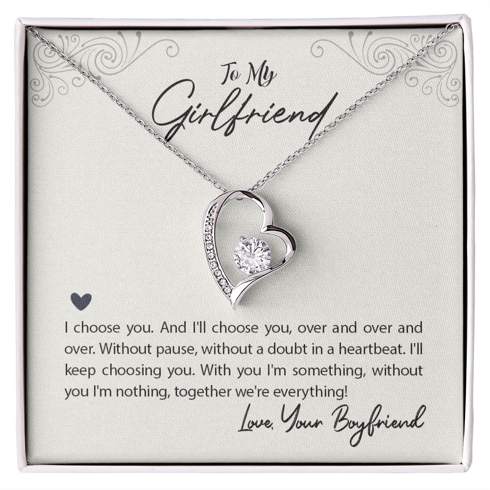 To My Girlfriend Forever Love Necklace with heartfelt message card