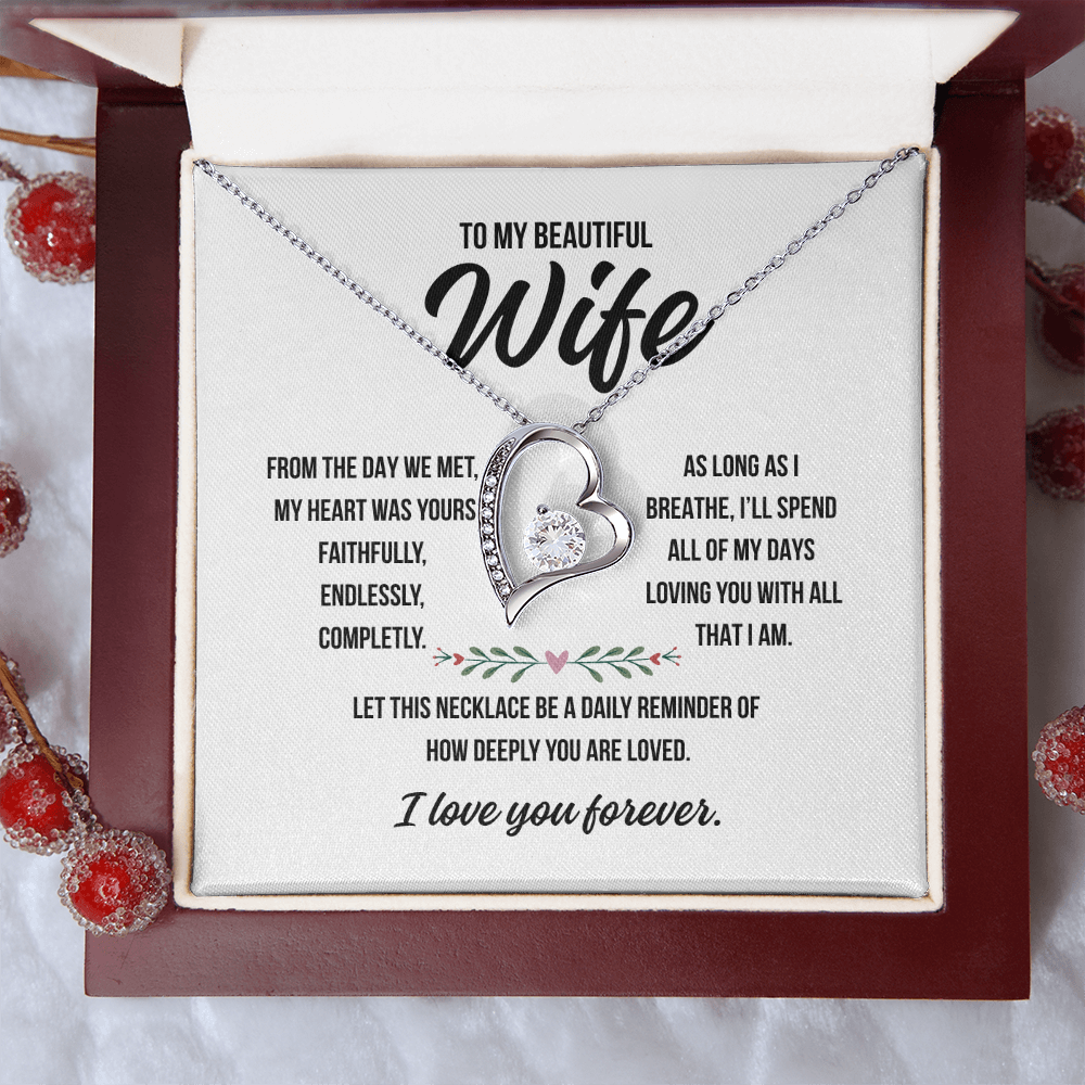 Forever Love Necklace – Romantic Gift for Wife with Emotional “To My Wife” Message – Anniversary, Birthday, or Just Because Jewelry