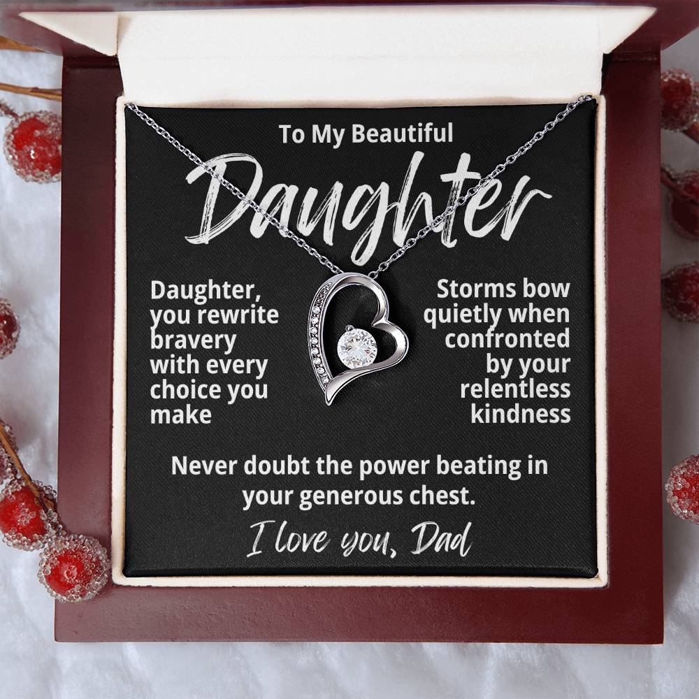 To My Beautiful Daughter From Dad "Daughter You Rewrite..." Forever Love Necklace