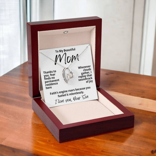 To My Beautiful Mom From Your Son "Thanks To You..." Forever Love Necklace