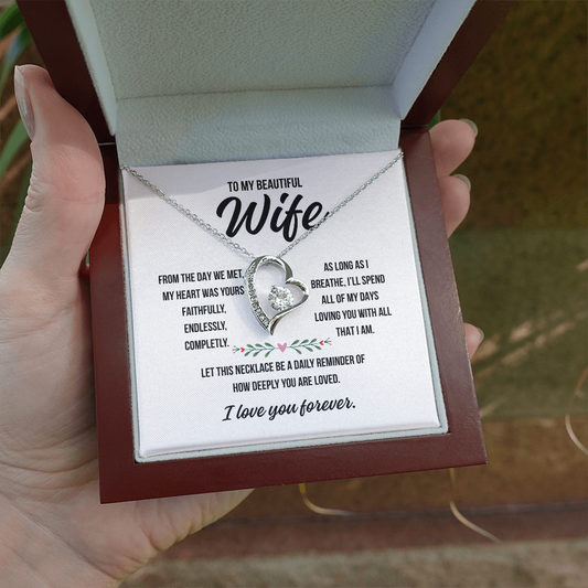 Forever Love Necklace – Romantic Gift for Wife with Emotional “To My Wife” Message – Anniversary, Birthday, or Just Because Jewelry