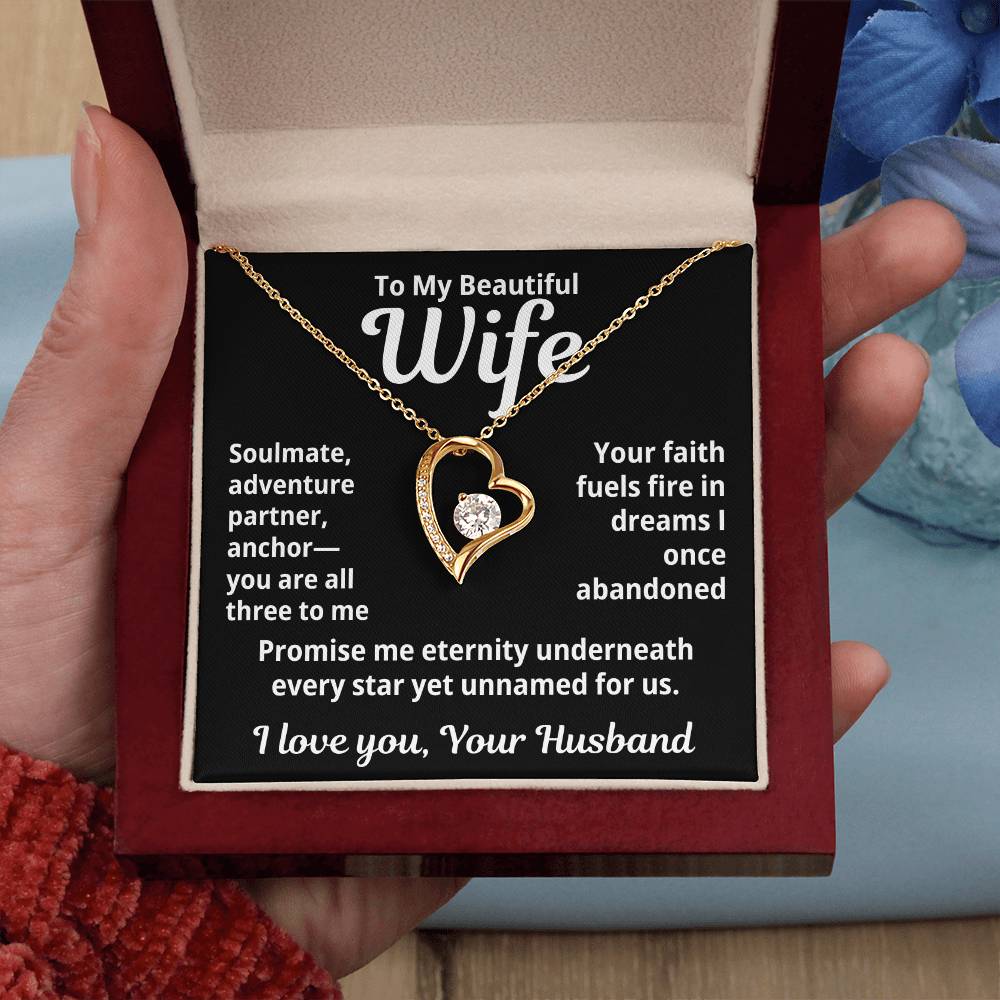 To My Beautiful Wife From Your Husband "Soulmate, Adventurer, Partner..." Forever Love Necklace
