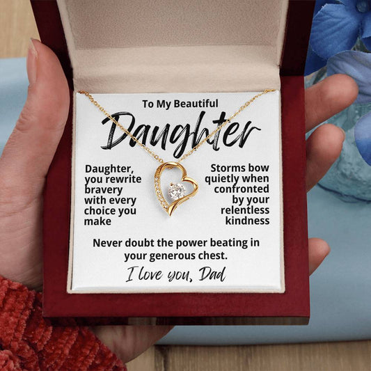 To My Beautiful Daughter From Dad "Daughter You Rewrite..." Forever Love Necklace