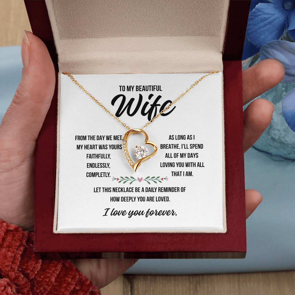 Forever Love Necklace – Romantic Gift for Wife with Emotional “To My Wife” Message – Anniversary, Birthday, or Just Because Jewelry