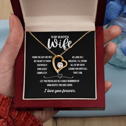 Forever Love Necklace Gift for Wife – Romantic Heart Pendant for Anniversary, Birthday, or Just Because