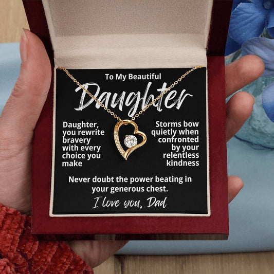 To My Beautiful Daughter From Dad "Daughter You Rewrite..." Forever Love Necklace