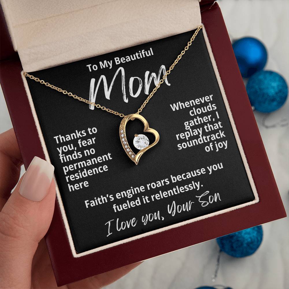 To My Beautiful Mom From Your Son "Thanks To You..." Forever Love Necklace