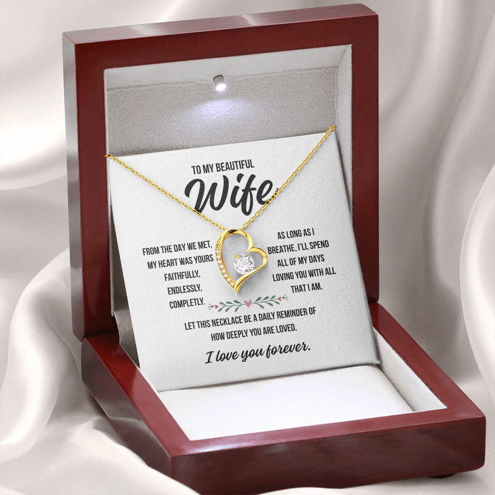 Forever Love Necklace – Romantic Gift for Wife with Emotional “To My Wife” Message – Anniversary, Birthday, or Just Because Jewelry