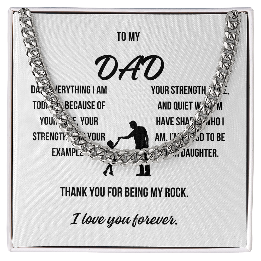 To My Dad – Cuban Chain Necklace from Daughter | Father's Day Gift, Birthday Gift for Dad,