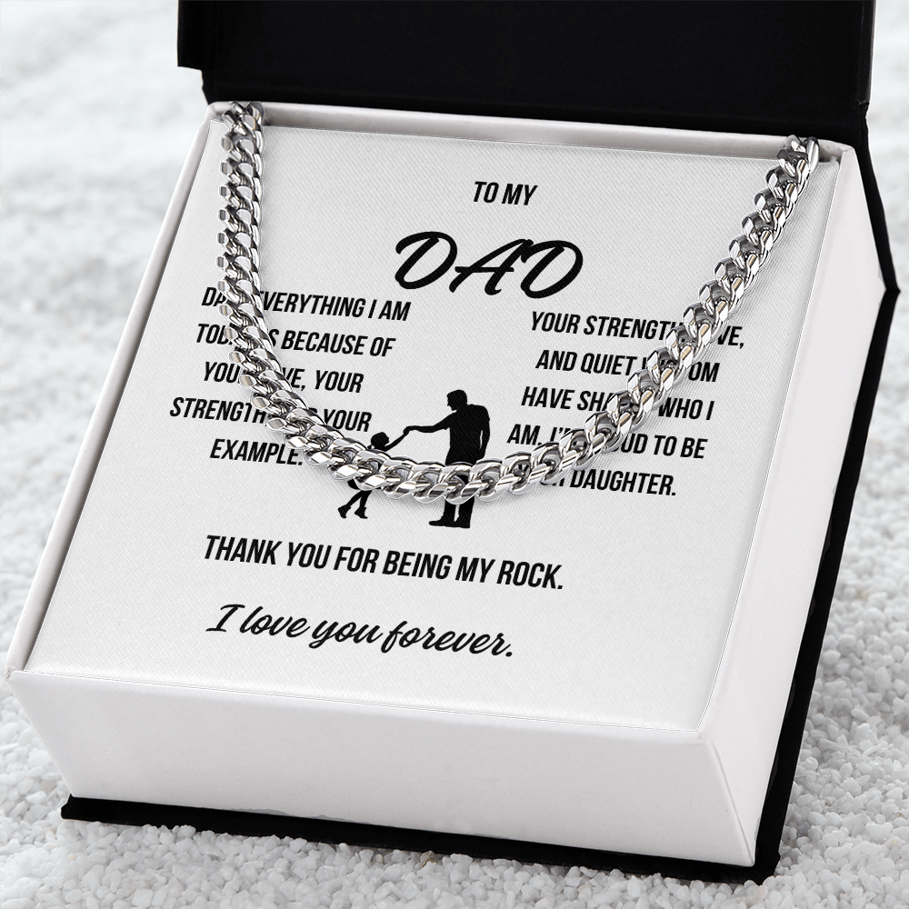 To My Dad – Cuban Chain Necklace from Daughter | Father's Day Gift, Birthday Gift for Dad,