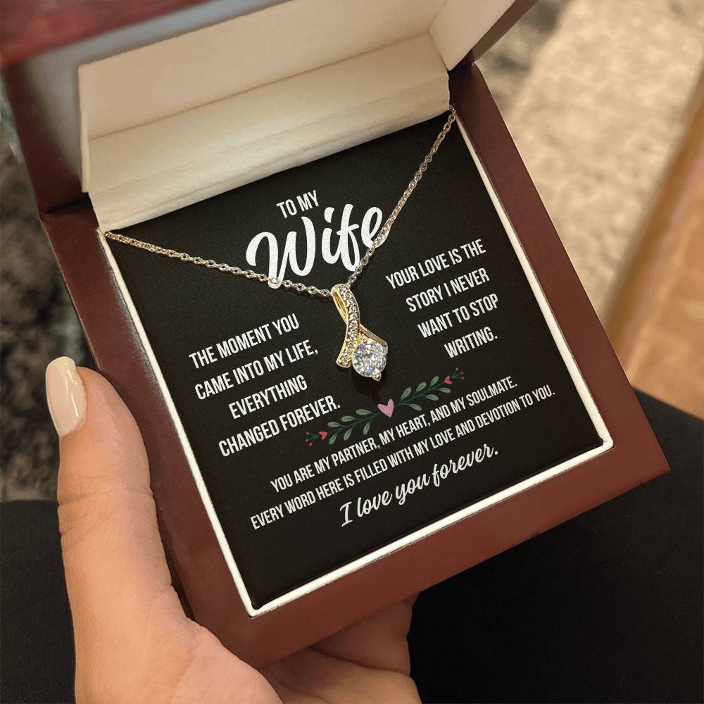 To My Wife " The moment you..." – Alluring Beauty Necklace Gift from Husband | Deeply Romantic Forever Love Message for Anniversary, Birthday, or Just Because