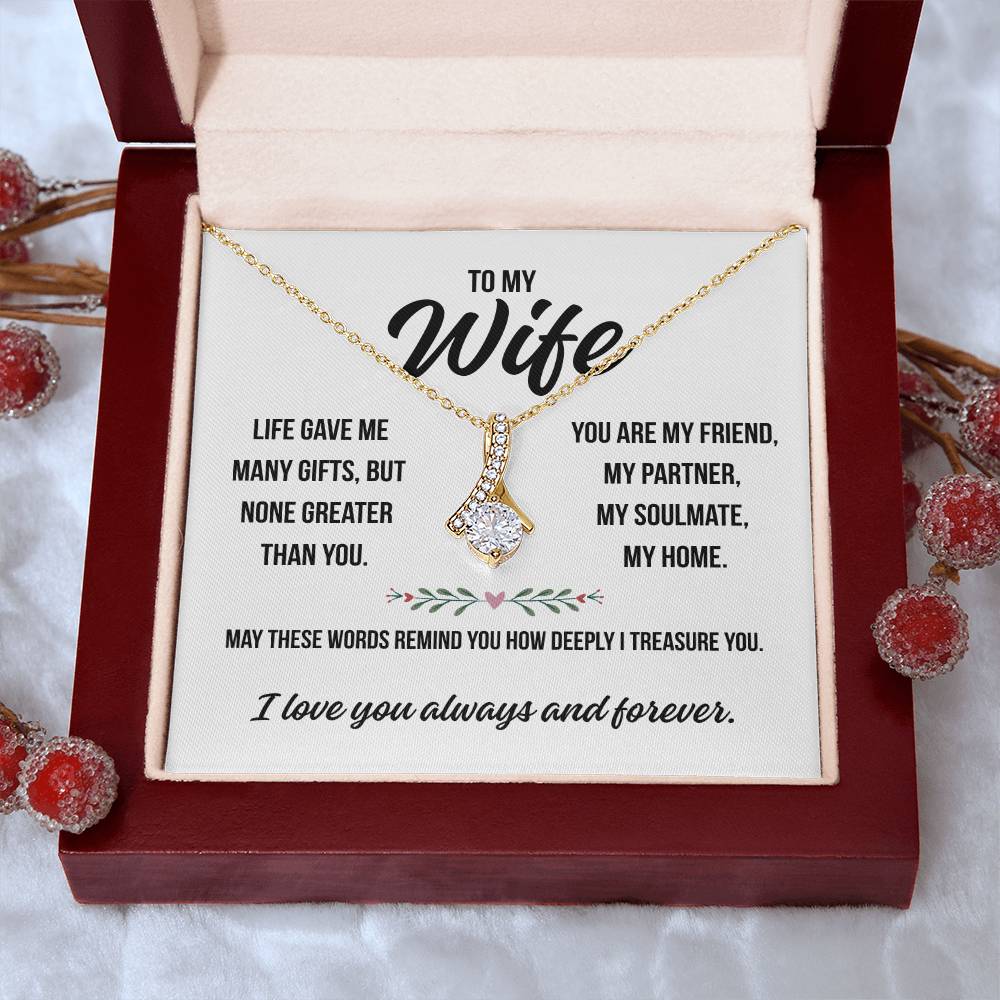 To My Wife " Life Gave me many..." – Alluring Beauty Necklace Gift from Husband | Deeply Romantic Forever Love Message for Anniversary, Birthday, or Just Because