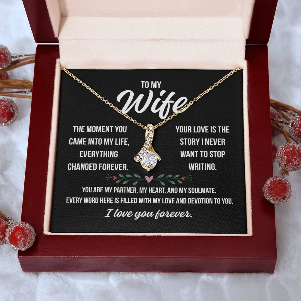 To My Wife " The moment you..." – Alluring Beauty Necklace Gift from Husband | Deeply Romantic Forever Love Message for Anniversary, Birthday, or Just Because