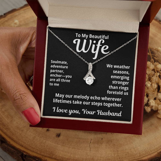 To My Beautiful Wife From Your Husband "Soulmate, Adventurer, Partner..." Alluring Beauty Necklace