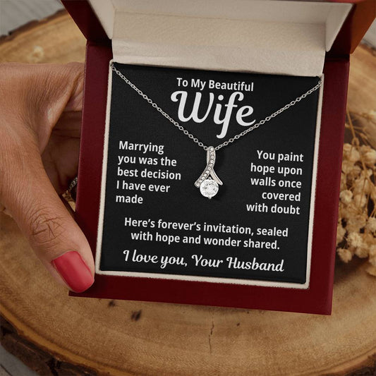 To My Beautiful Wife From Your Husband "Marrying You was..." Alluring Beauty Necklace