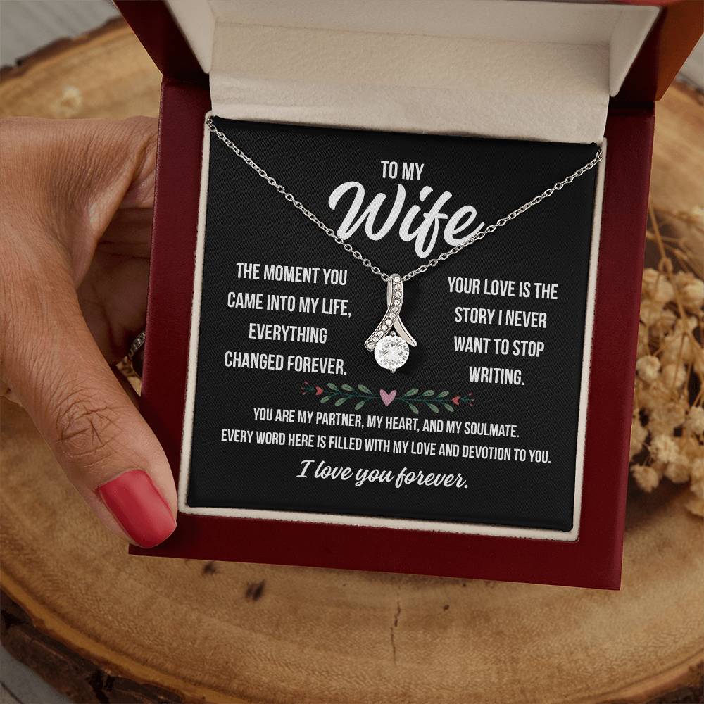 To My Wife " The moment you..." – Alluring Beauty Necklace Gift from Husband | Deeply Romantic Forever Love Message for Anniversary, Birthday, or Just Because