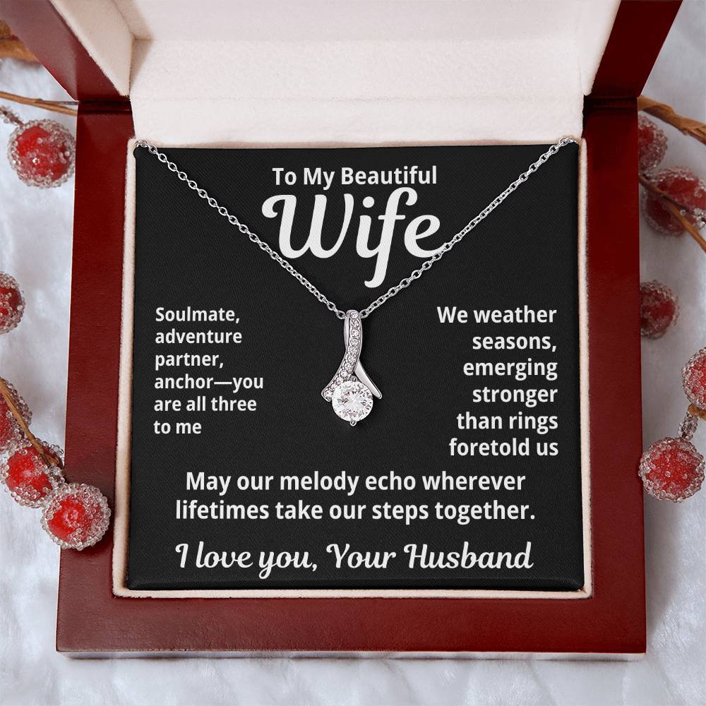 To My Beautiful Wife From Your Husband "Soulmate, Adventurer, Partner..." Alluring Beauty Necklace