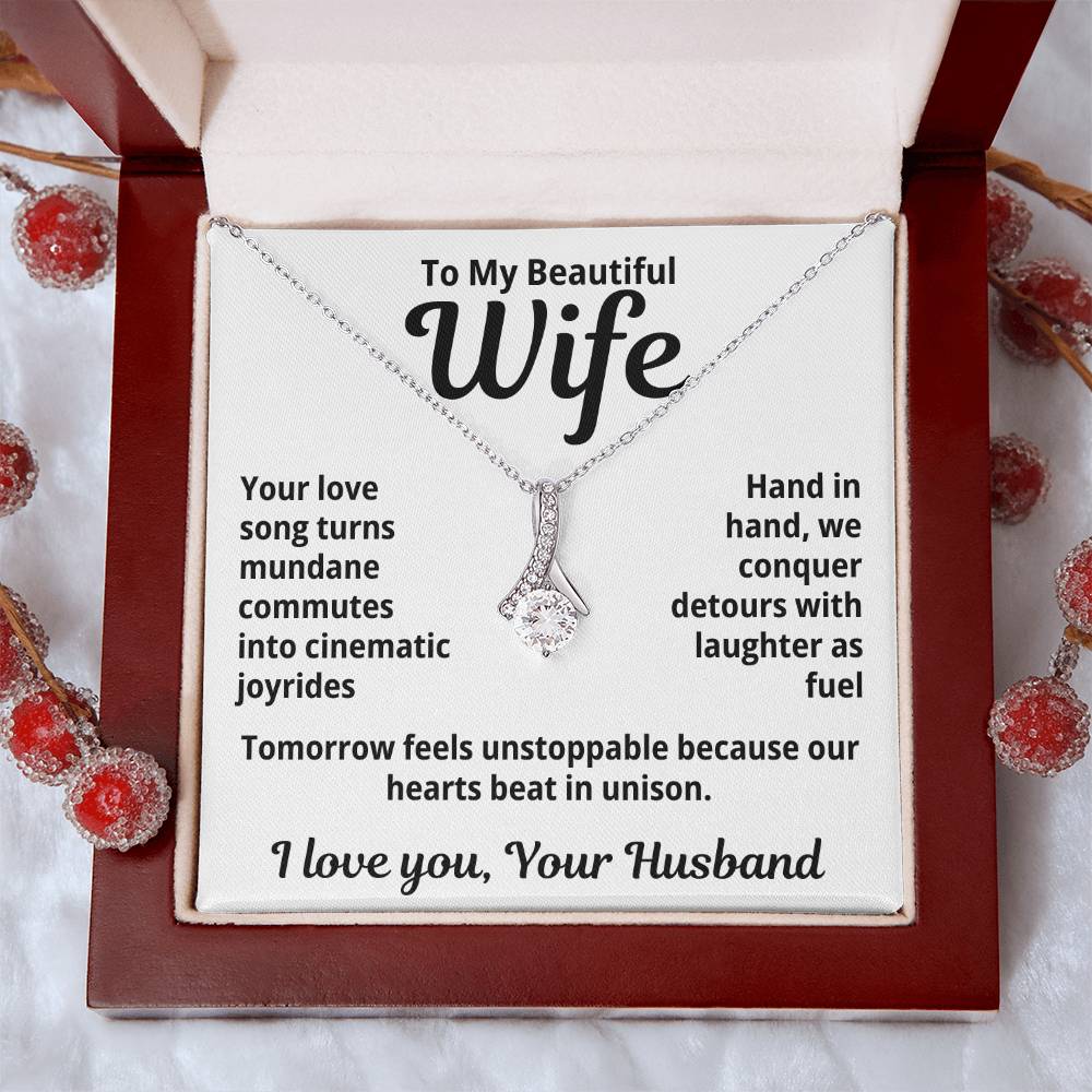 To My Beautiful Wife From Your Husband "Your Love Song..." Alluring Beauty Necklace