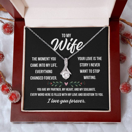 To My Wife " The moment you..." – Alluring Beauty Necklace Gift from Husband | Deeply Romantic Forever Love Message for Anniversary, Birthday, or Just Because