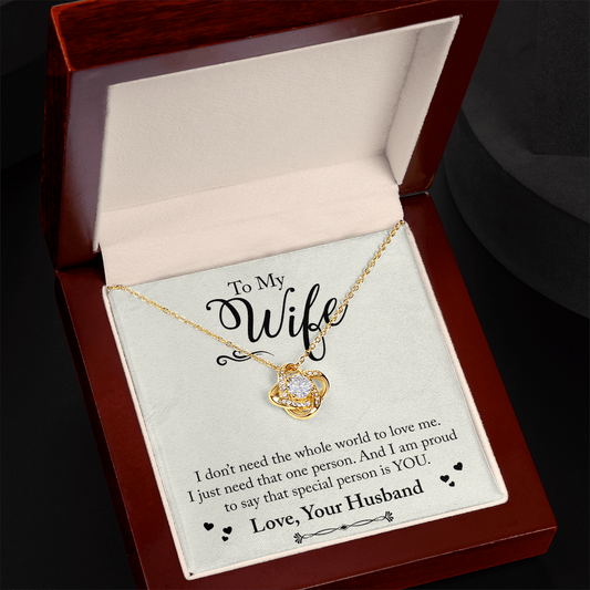 To My Wife – Love Knot Necklace from Husband | Romantic Gift with Heartfelt Message Card for Anniversary, Birthday, or Just Because