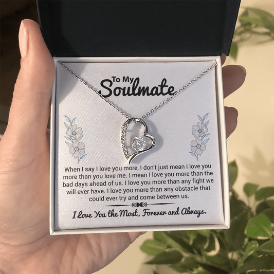Forever Love Necklace for Soulmate – Gift for Wife, Girlfriend, or Partner | Emotional I Love You More Jewelry with Message Card for Anniversary or Birthday