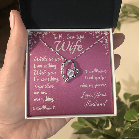To My Wife – Forever Love Necklace from Husband | Heartfelt Jewelry Gift with Emotional Message About Partnership and Forever Love