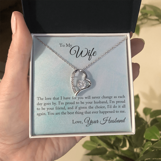 To My Wife – Forever Love Necklace from Husband | Elegant Anniversary Gift with Emotional Message from the Heart