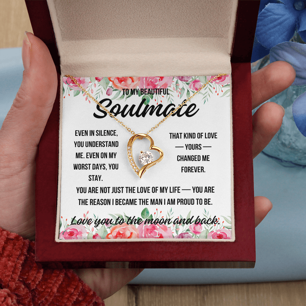 Romantic gift for her – to my soulmate necklace with love quote


